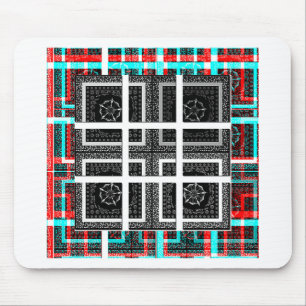 Chic Checkered Black, White & Red Graphics Art Des Mouse Pad
