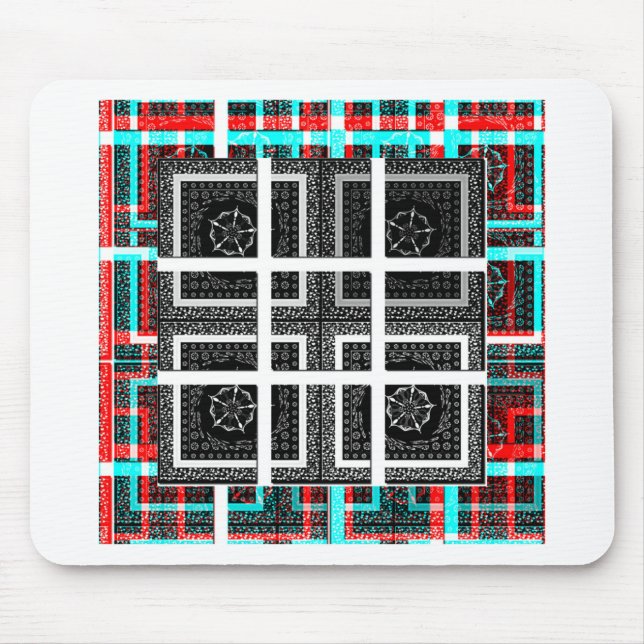 Chic Checkered Black, White & Red Graphics Art Des Mouse Pad (Front)