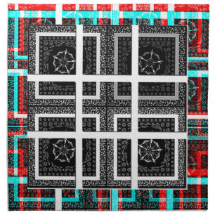 Chic Checkered Black, White & Red Graphics Art Des Napkin