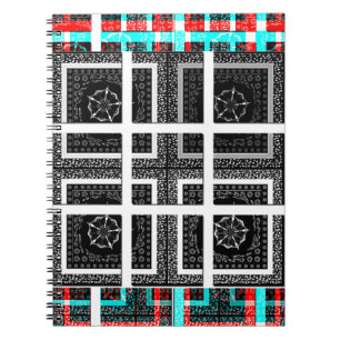 Chic Checkered Black, White & Red Graphics Art Des Notebook