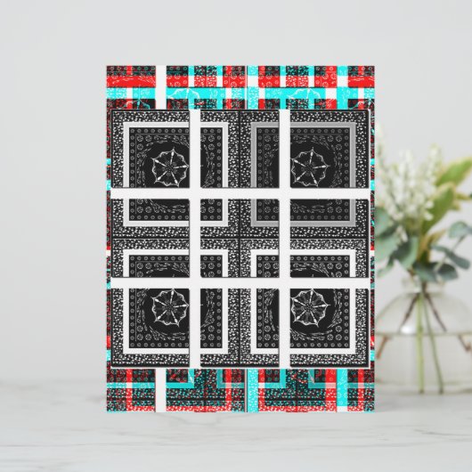 Chic Checkered Black, White & Red Graphics Design (Standing Front)