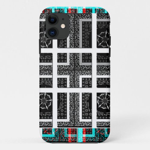 Chic Checkered Black White  Red Graphics Design iPhone 11 Case