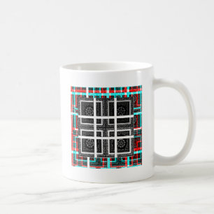 Chic Checkered Black, White & Red Graphics Design Coffee Mug