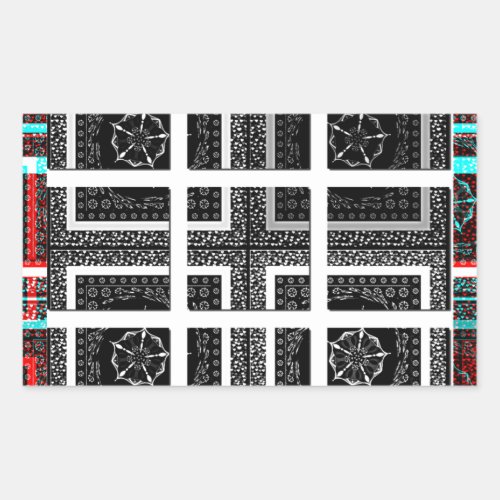 Chic Checkered Black White  Red Graphics Design Rectangular Sticker