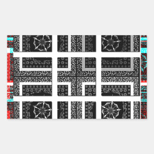 Chic Checkered Black, White & Red Graphics Design Rectangular Sticker