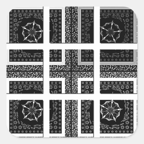 Chic Checkered Black White  Red Graphics Design Square Sticker