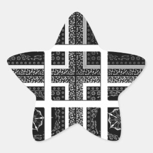 Chic Checkered Black, White & Red Graphics Design Star Sticker