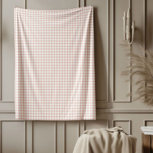 Chic Checkered Rose Gold Fleece Blanket