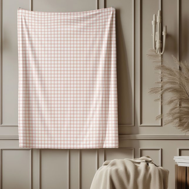 Chic Checkered Rose Gold Fleece Blanket (Chic Checkered Rose Gold Fleece Blanket)