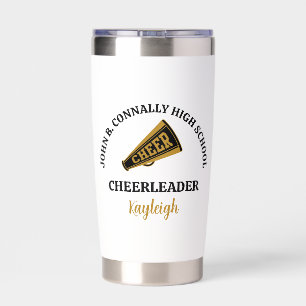 Chic Cheerleading Personalized Gold Black Insulated Tumbler