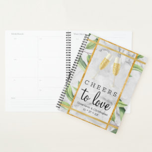 Chic Cheers to Love Wedding Gold Botanical Planner