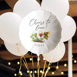 Chic Cheers To Love Wine Themed Bridal Shower Balloon