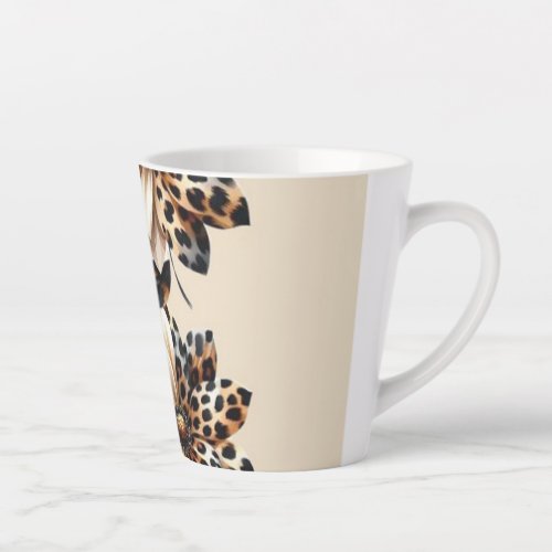 Chic Cheetah Animal Print & Flowers Laptop Decal Latte Mug