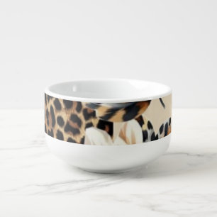 Chic Cheetah Animal Print & Flowers Laptop Decal Soup Mug