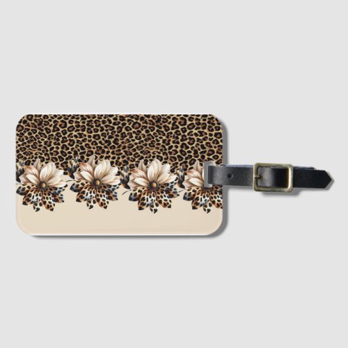 Chic Cheetah Animal Print & Flowers  Luggage Tag