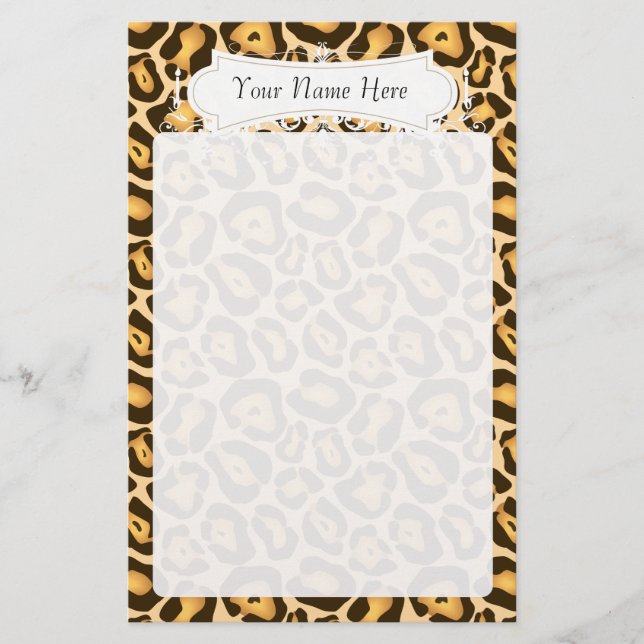 Chic Cheetah Fashion Print Personalized Stationery (Front)