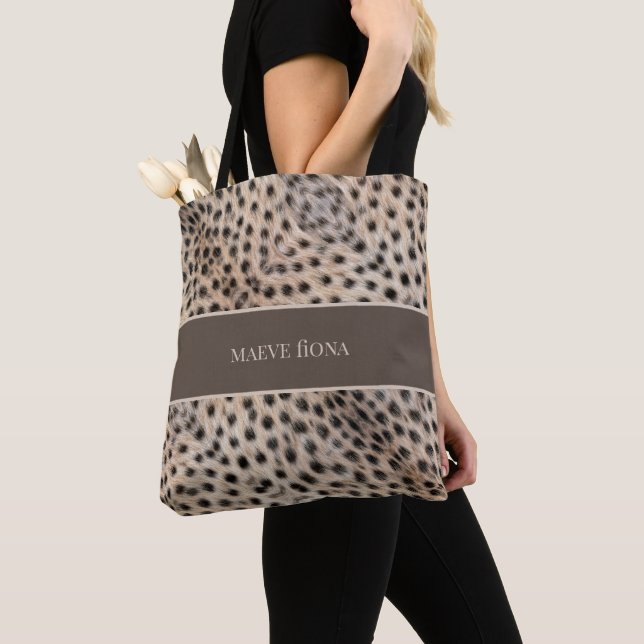 Chic Cheetah Personalized Tote Bag (Close Up)