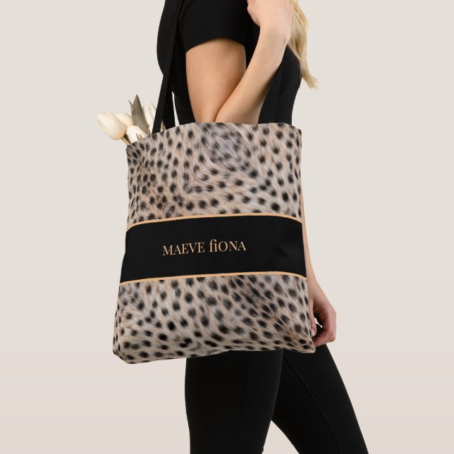Chic Cheetah Personalized Tote Bag (Close Up)