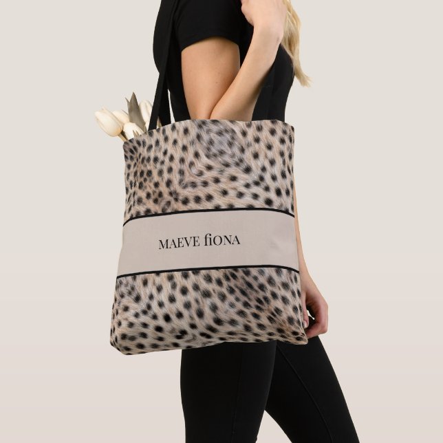 Chic Cheetah Personalized Tote Bag (Close Up)