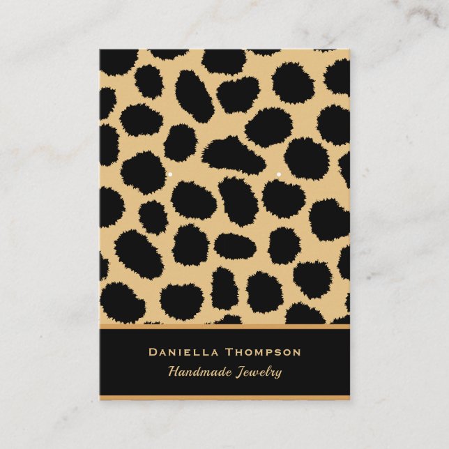 Chic Cheetah Print Pattern Jewelry Earring Display Business Card (Front)