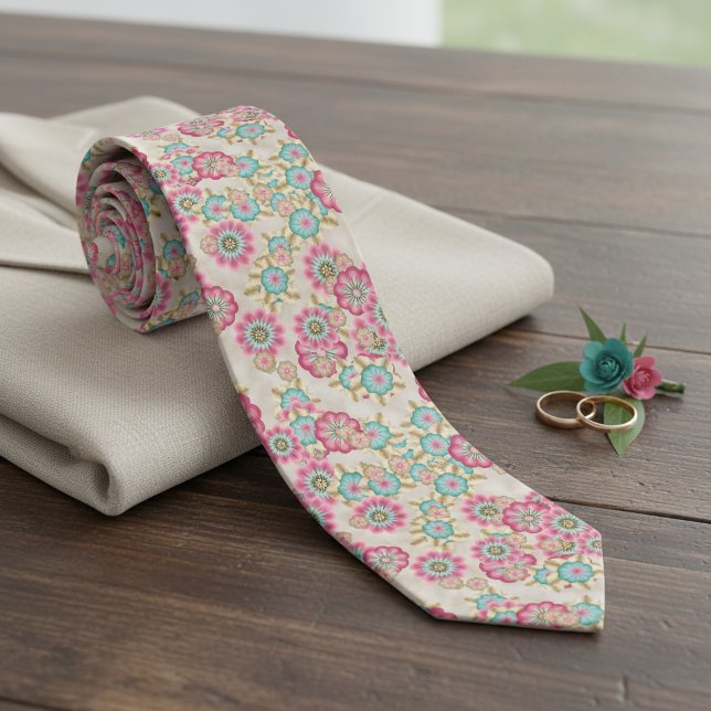 Chic Cherry Blossom Floral Art Neck Tie (Creator Uploaded)