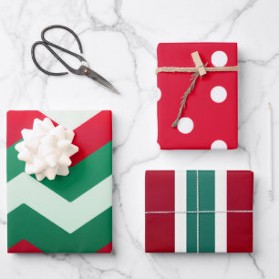 Chic Chevron and Polka-Dot Holiday Wrapping Paper Sheets