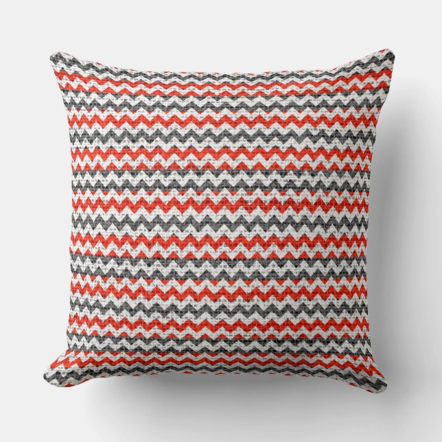 Chic Chevron Burlap Rustic #26 Throw Pillow (Front)