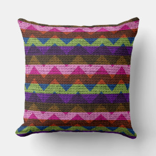 Chic Chevron Burlap Rustic #40 Throw Pillow