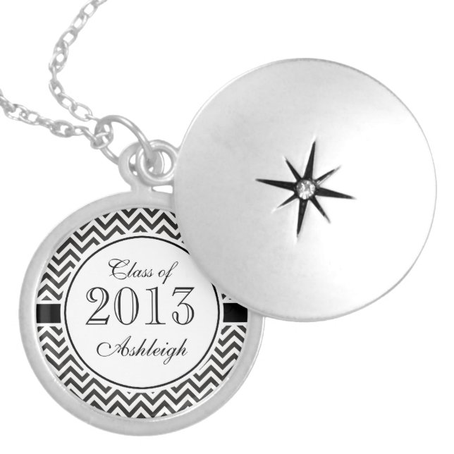 Chic Chevron Graduation Locket Necklace (Front)