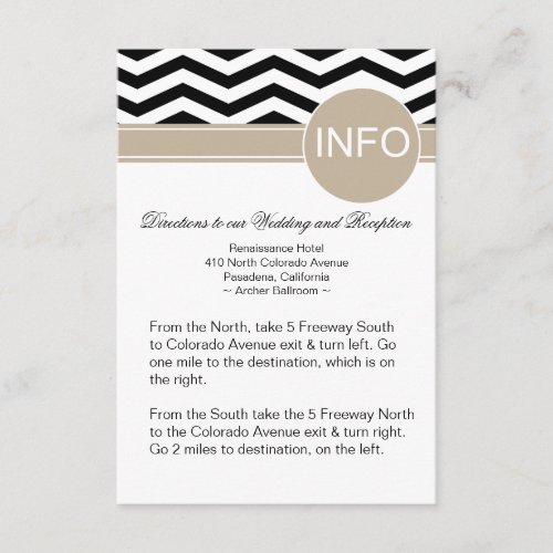 Chic Chevron Info Wedding Directions  black Enclosure Card