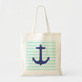 Chic Chevron Mint Blue Anchor Bag