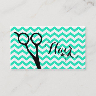 chic chevron modern hairstylist hair stylist mint appointment card