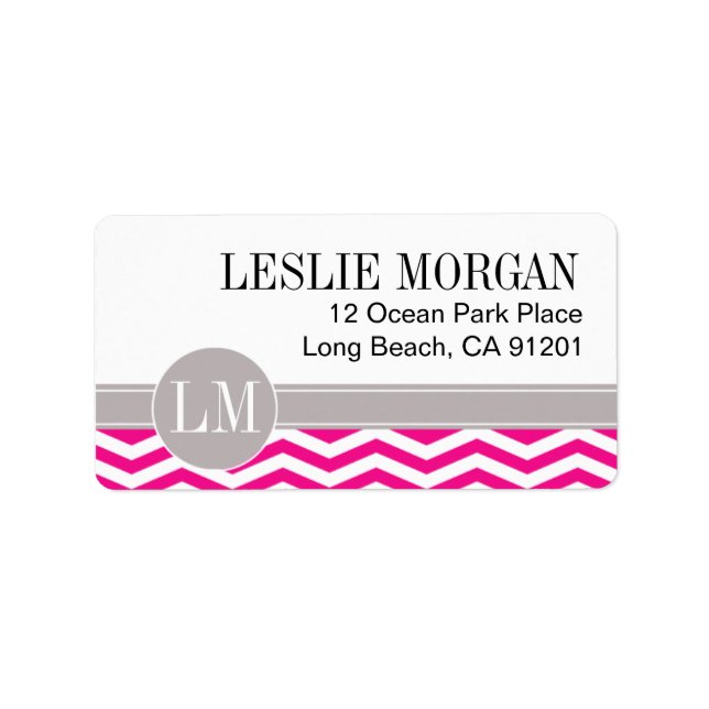 Chic Chevron Monogram | fuschia Label (Front)