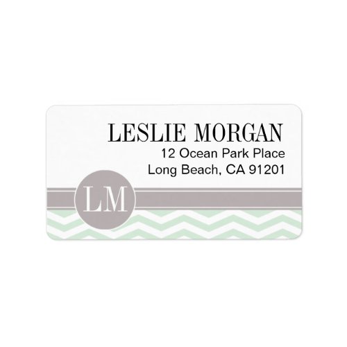 Chic Chevron Monogram  mint Label