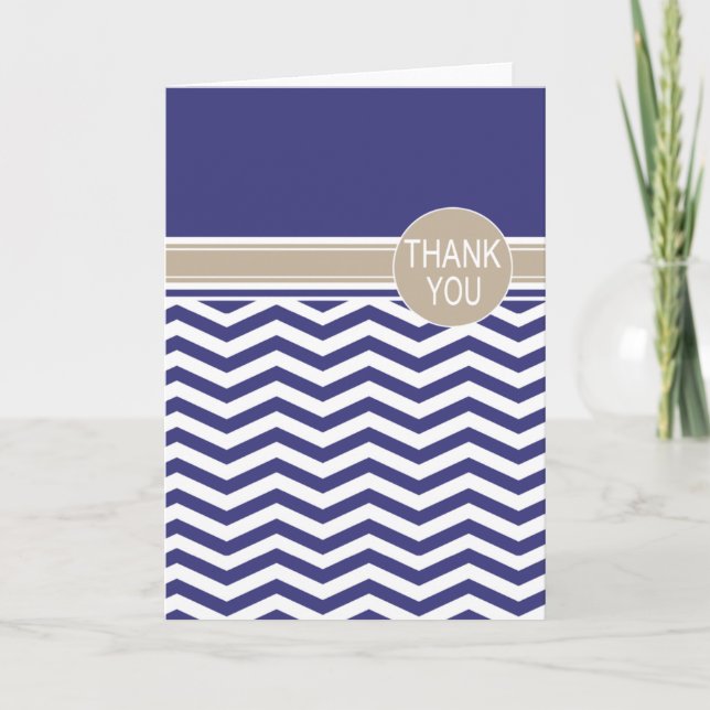 Chic Chevron Monogram | navy Thank You (Front)