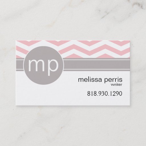Customizable Chic Chevron Monogram | pink Business Cards