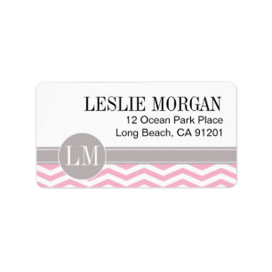 Chic Chevron Monogram pink Label