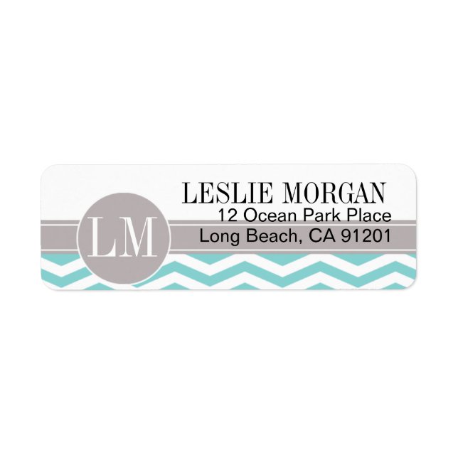 Chic Chevron Monogram | teal Label (Front)