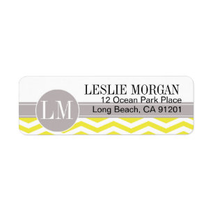 Chic Chevron Monogram yellow Label