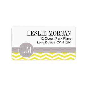 Chic Chevron Monogram yellow Label