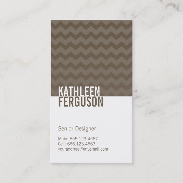 Chic chevron pattern ash gray two tone stylish business card (Front)