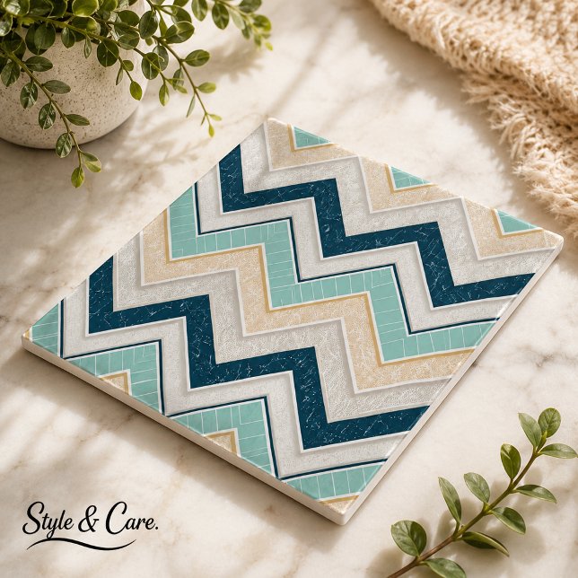 Chic Chevron Pattern Decorative 6" Square Ceramic Tile (Chic Chevron Pattern Decorative 6 Square Ceramic Tile)