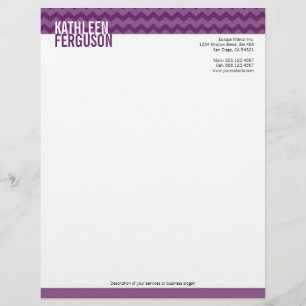 Chic chevron pattern deep purple two tone stylish letterhead