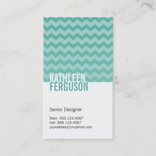 Chic chevron pattern teal blue two tone stylish business cards
