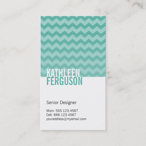 Customizable Chic chevron pattern teal blue two tone stylish business cards