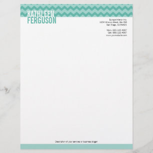 Chic chevron pattern teal blue two tone stylish letterhead