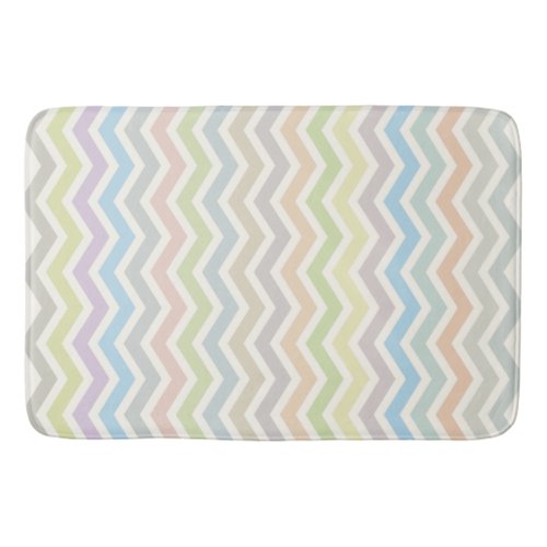 Chic Chevron Stripes Pastels Soft Designer Colors Bath Mat
