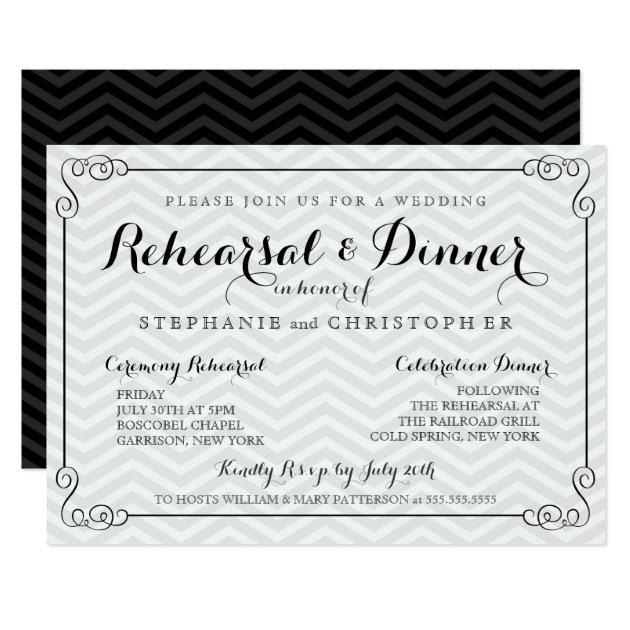 Chic Chevron Wedding Rehearsal & Dinner Invitation