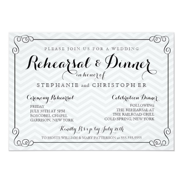 Chic Chevron Wedding Rehearsal & Dinner Invitation