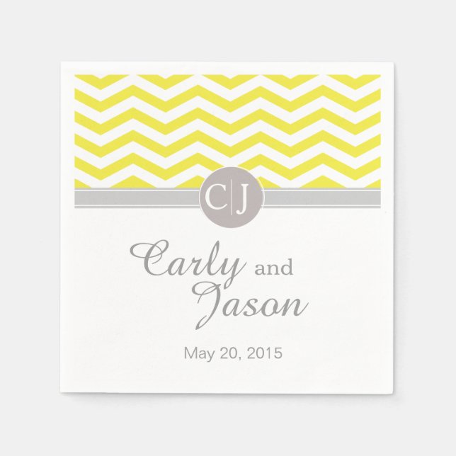 Chic Chevron | yellow grey white Napkins (Front)